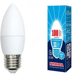 VOLPE лампа светодиодная белый свет LED-C37-11W/NW/E27/FR/NR